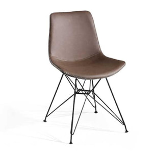 Set 2 sillas CONGO - polipiel marrón, blanco y negro - 45x49x88cm