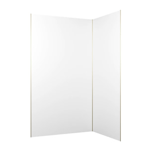 Pack 2 Panneaux Muraux en Aluminium Blanc 120+90x210 cm + Profilés Or Doré Brossé