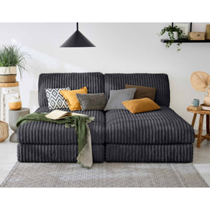 Jasper - module méridienne - en fausse fourrure côtelée - Gris Anthracite