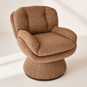 Fauteuil pivotant en tissu brique  GUSTAVE