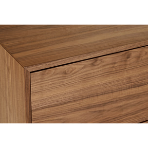 Meuble TV vintage bois foncé noyer et métal noir L200 cm MANNY