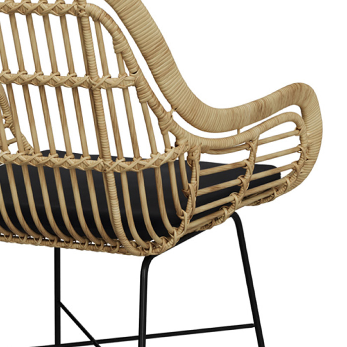 Chaise en rotin naturel et pieds en métal noir - Chiloe