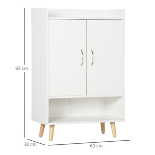 Mueble Zapatero de 2 Puertas Moderno Armario Auxiliar para 12 Pares de Zapatos con 4 Estantes para Recibidor Salón Dormitorio 60x30x92 cm Blanco