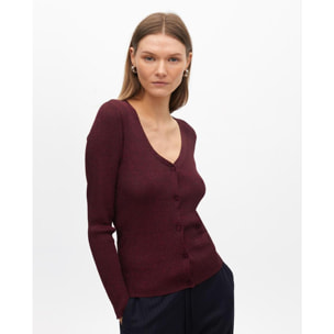 Cardigan in lurex a coste aderente