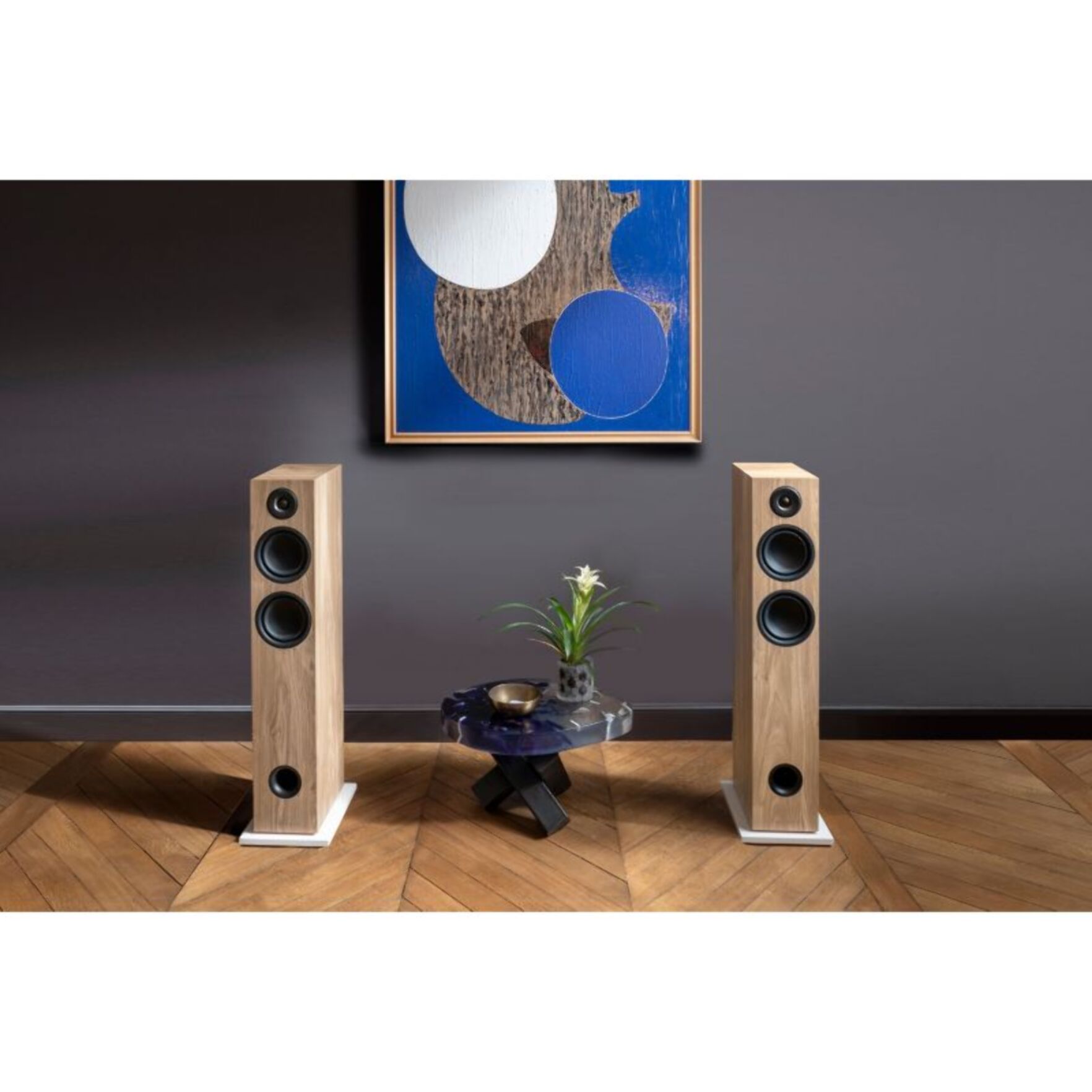 Enceinte colonne active TRIANGLE ELARA LN05A Chene Clair x2