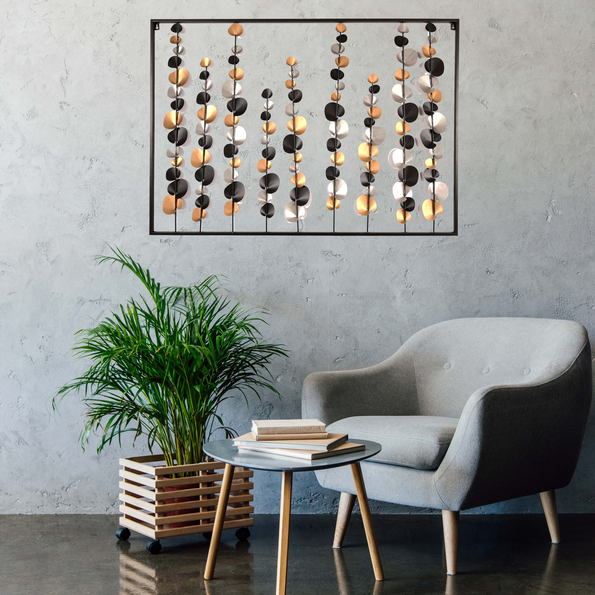 Decoration Murale Metal Fleuri 100x70cm