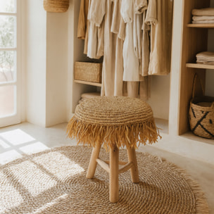 Tabouret en teck et en jute  TILOS