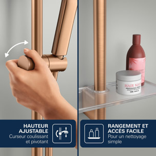 Ensemble de douche 3 jets (Pluie, Jet stimulant, Booster) - Warm Sunset brossé