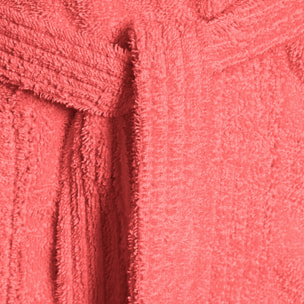 Bassetti Morbido Accappatoio 360 gr con Cappuccio 100% Cotone Uomo Donna Spugna Taglie Forti - ITALY Designed - Collezione VIVIAN - CORALLO R7