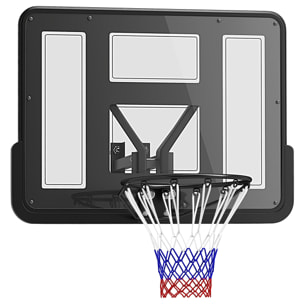Canasta de Baloncesto de Pared, Tablero de Baloncesto para Interior y Exterior, con Panel Irrompible de 110x75 cm y Red Resistente a Desgarros, para Adultos y Niños, Negro