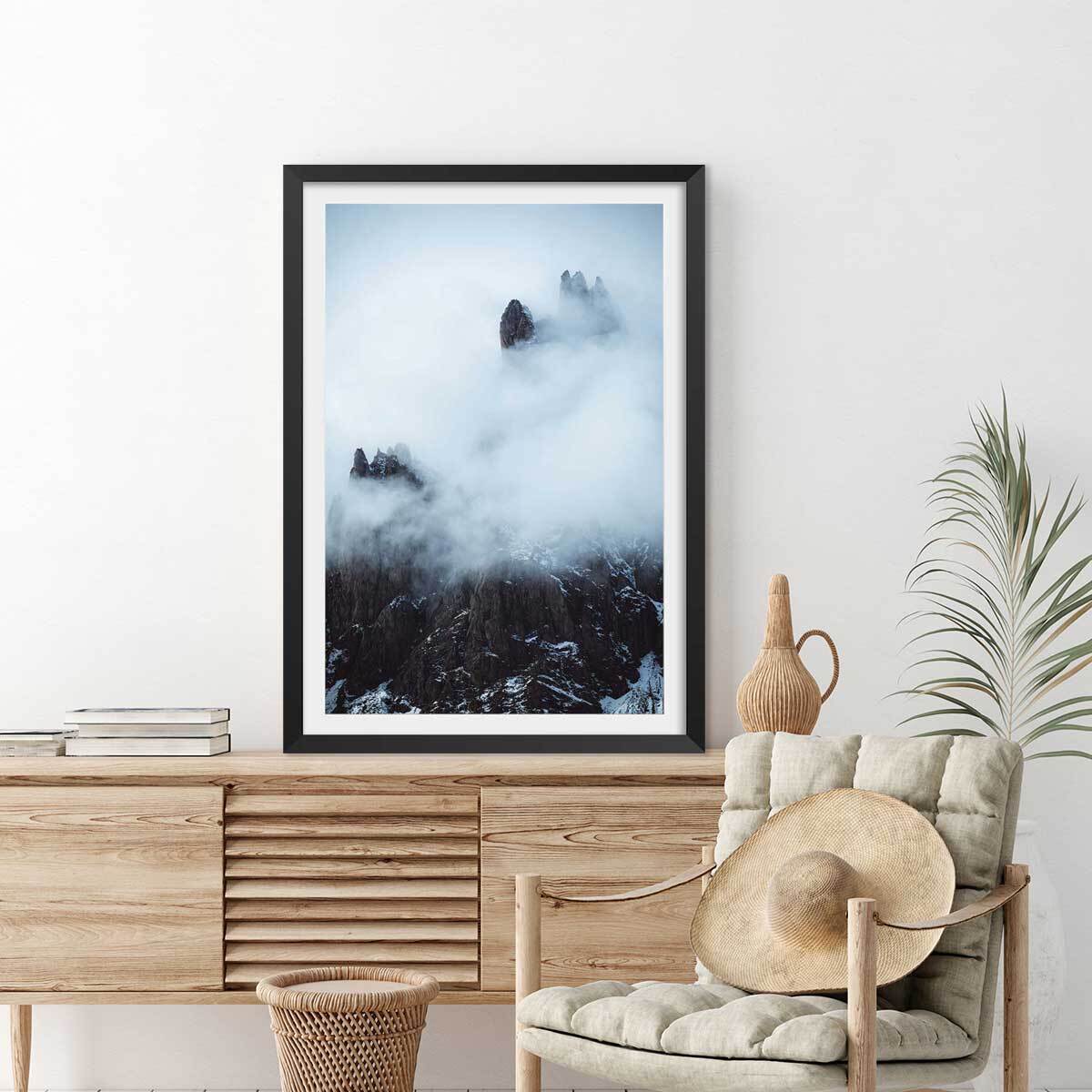 Affiche paysage tempête dans les alpes suisses Affiche sous cadre noir