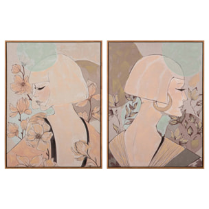 Set 2 Cuadros Mujer 80% Pintado A Mano 60x4x80 Cm