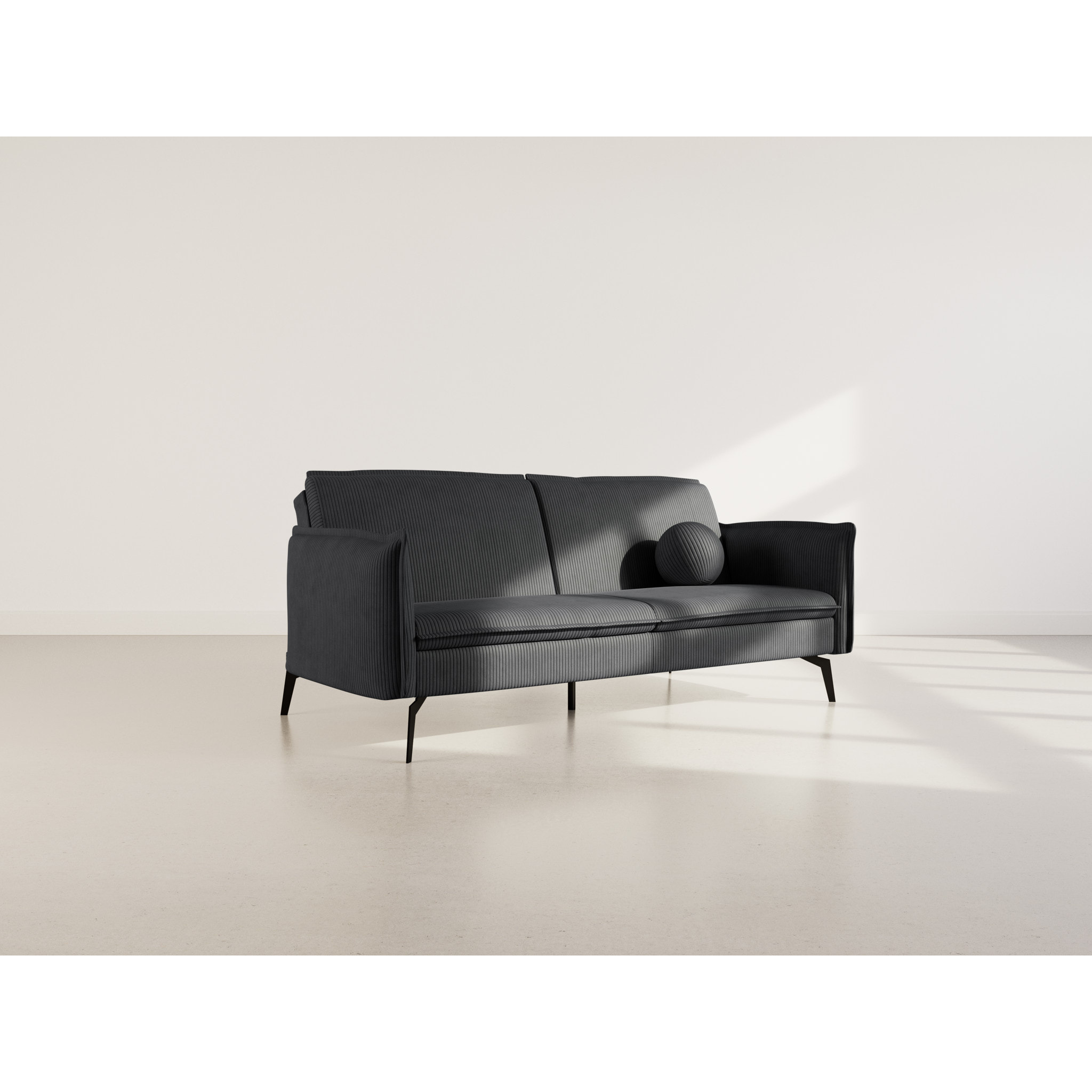 Lexie - Canapé convertible clic-clac 2 places en velours côtelé - Noir