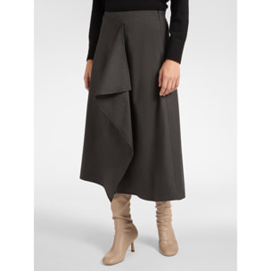 Elena Mirò - Gonna a portafoglio con jabot - Grigio