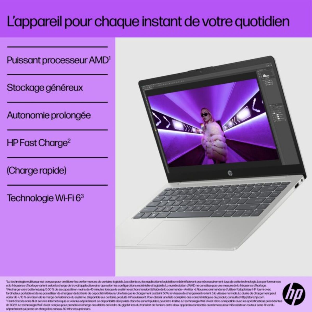 Ordinateur portable HP 14-em0042nf 14" AMD Ryzen 5 7520U 16 Go RAM DDR4 SSD 512 Go