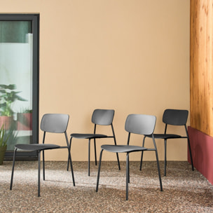 Chaise de jardin empilable acier et plastique (lot de 4) LIVA