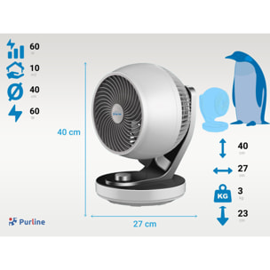 Ventilateur de Bureau 60W avec 3 vitesses et oscillant