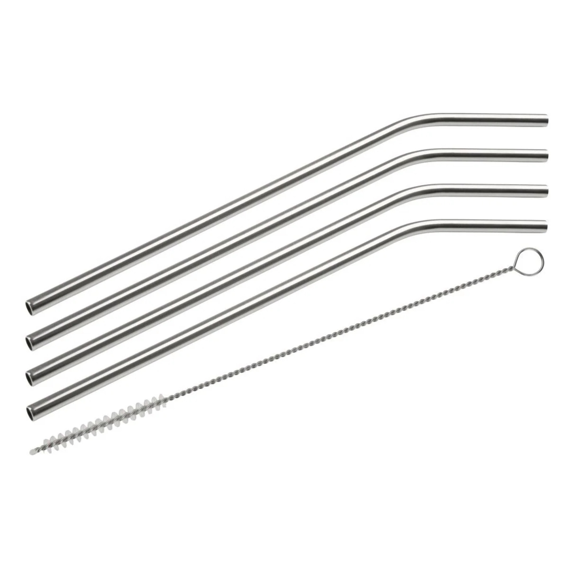 Lot de 4 pailles incurvées en inox avec goupillon 24 cm Fackelmann Bar Concept
