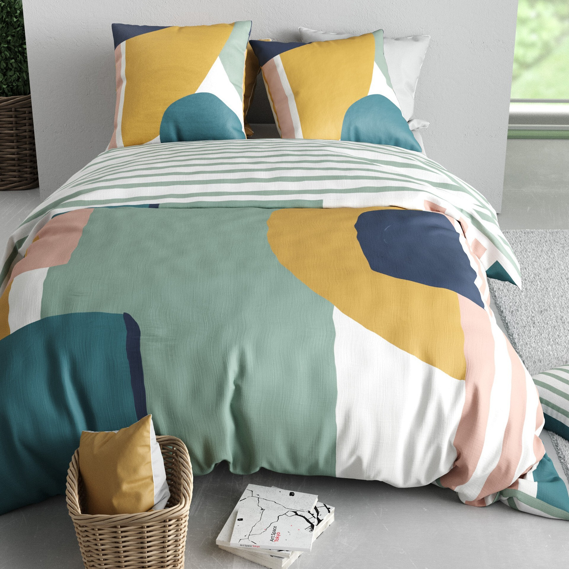Parure Housse De Couette 3pcs 100% Coton 57 Fils OSLO