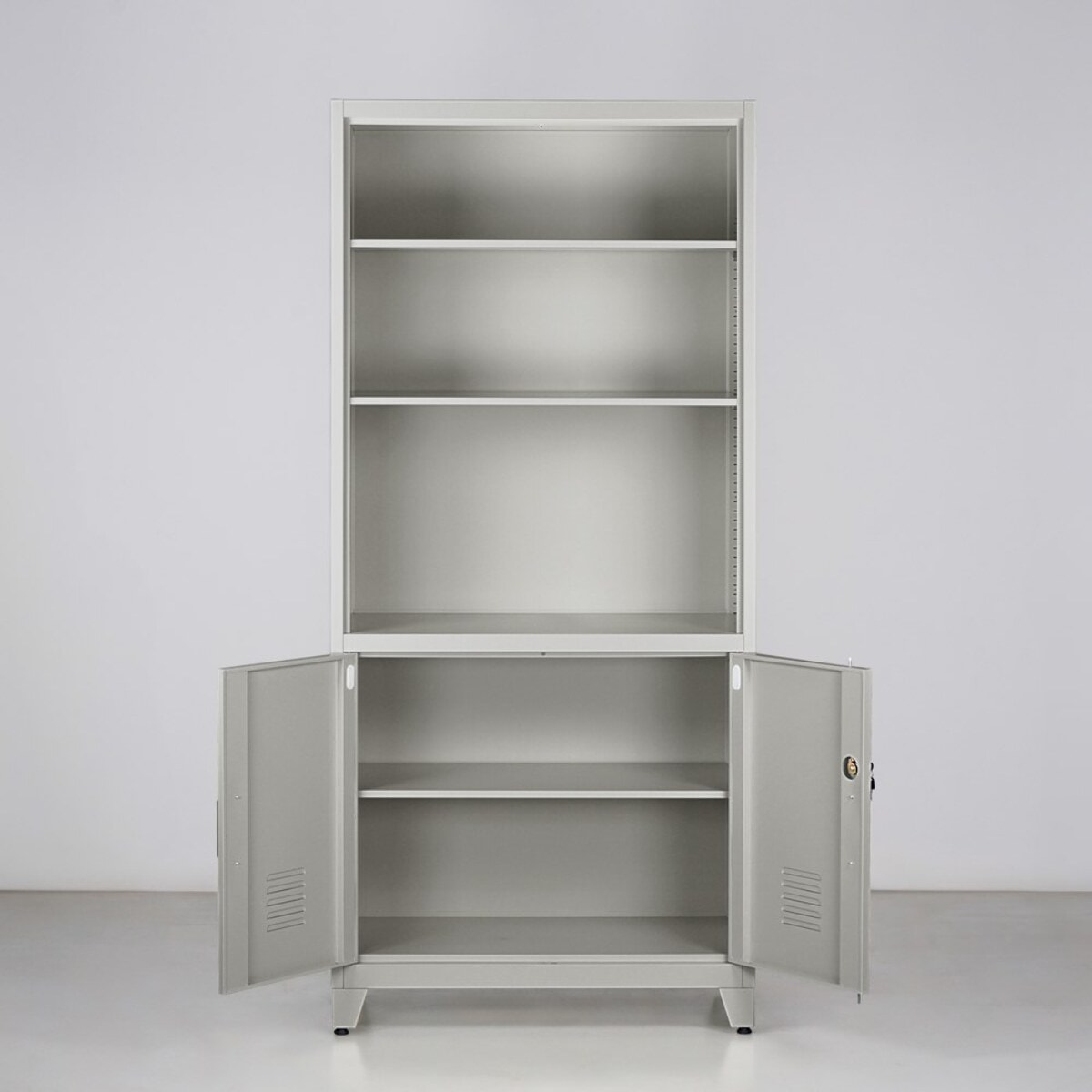 Mobile in metallo grigio 2 ante e 5 ripiani 85x45x190 cm - Yumi