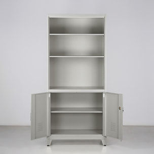 Mobile in metallo grigio 2 ante e 5 ripiani 85x45x190 cm - Yumi