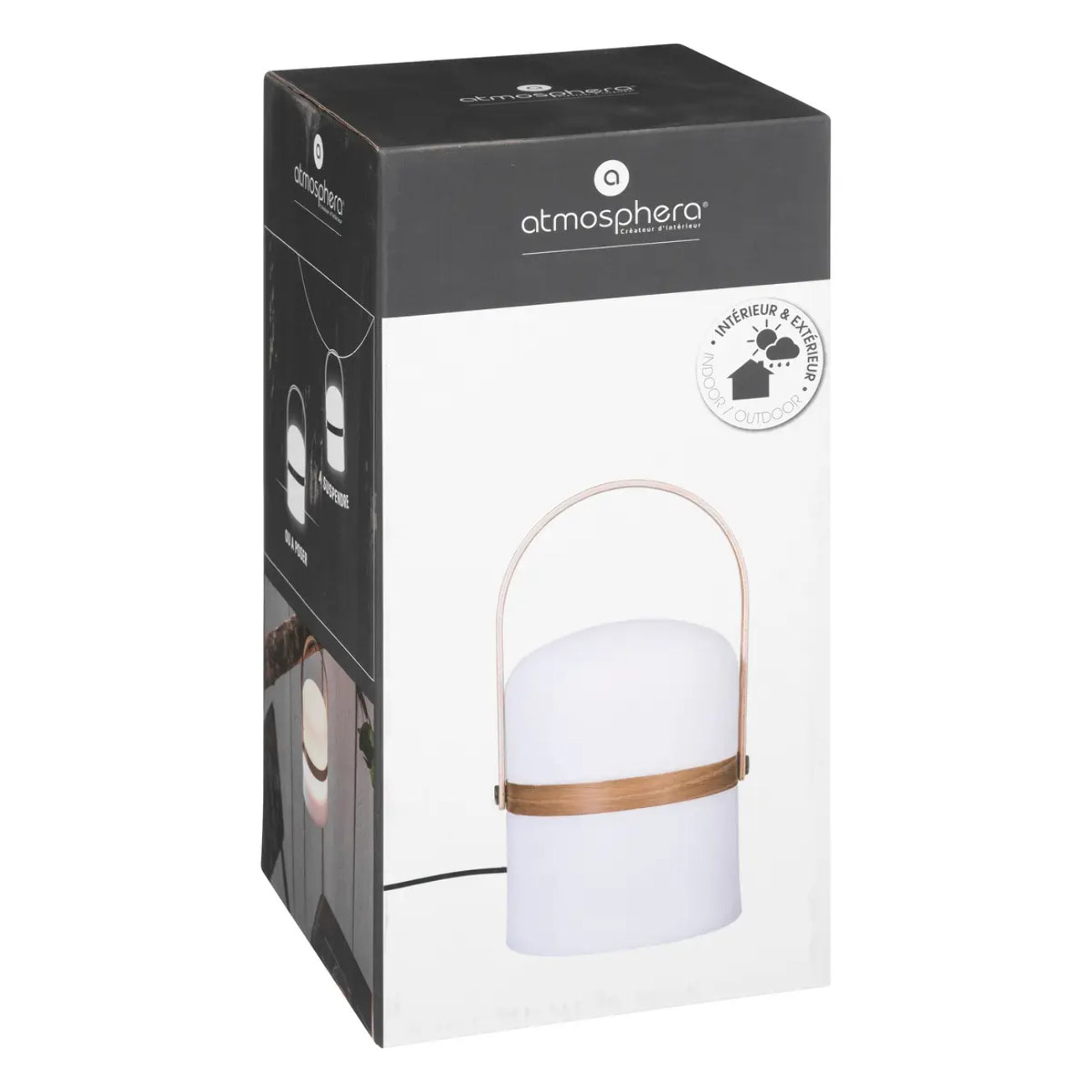 Lampe d'extérieur "Kiara" - blanc et bois H27 cm