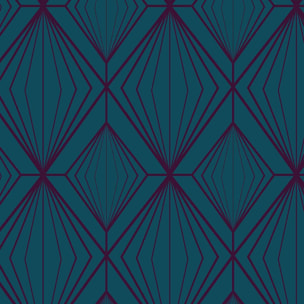 Papier peint art déco losange bleu turquoise Intissé