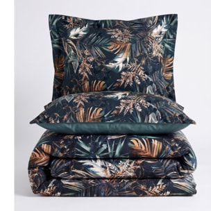 Parure housse de couette et taies oreiller 100% Satin de Coton imprimé