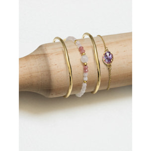 Pulsera Amulet Rose Quartz Acero Baño Oro