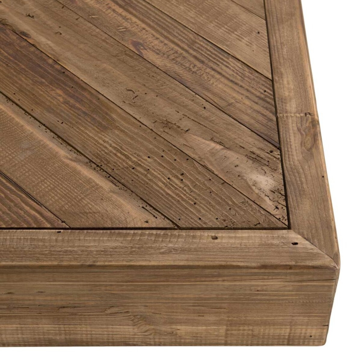 SANDY - Table basse carrée marron 99.5x99.5cm bois Pin recyclé piètement noir