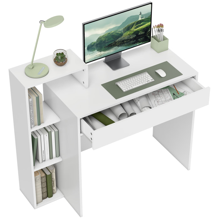 Bureau compact multi-rangement 100 x 40 x 90 cm blanc