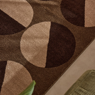 SANTAL - Tapis de salon marron à motif géométrique