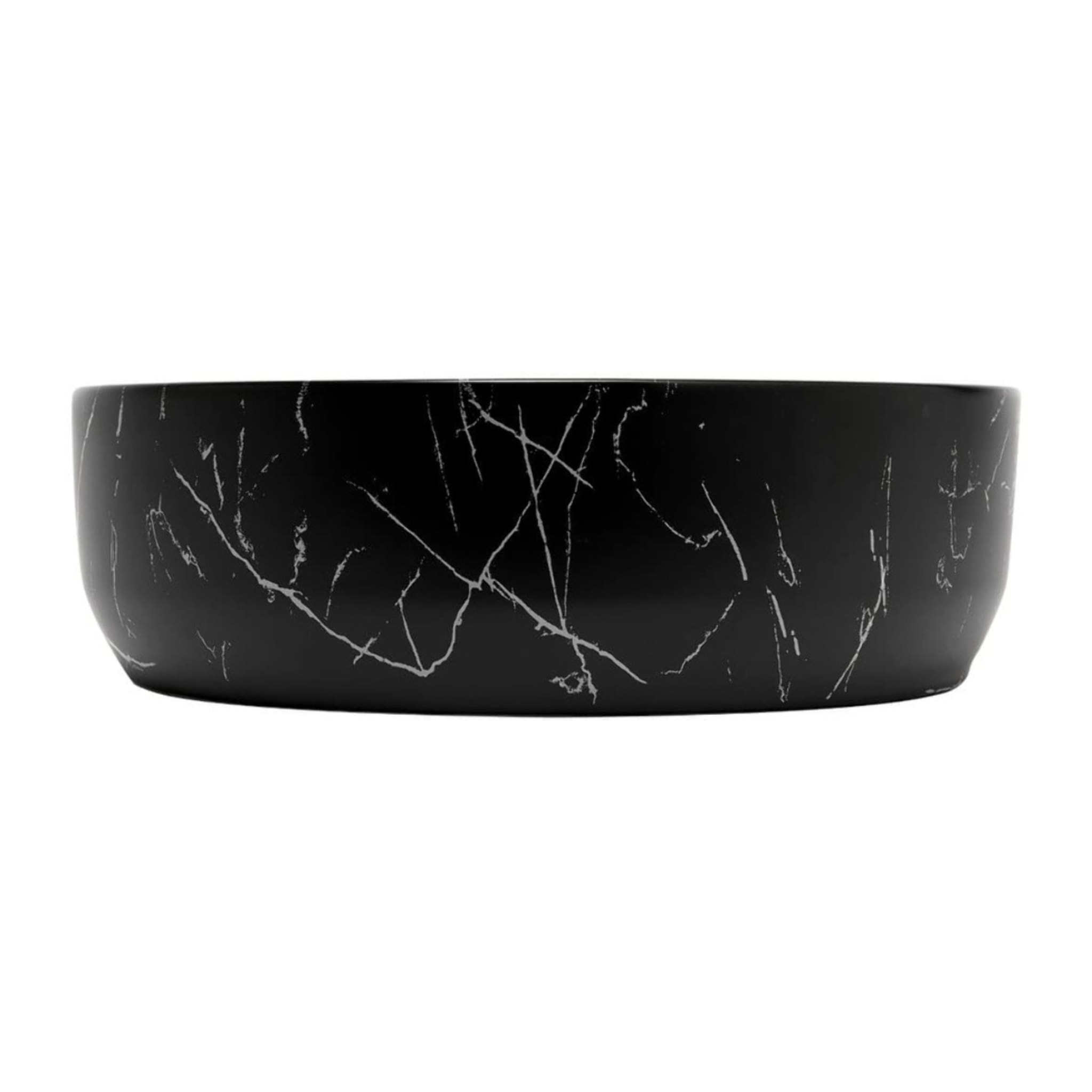 Vasque à poser ronde diamètre 39 cm - effet marbre noir mat - sans trop-plein - SAT Infinitio