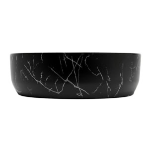 Vasque à poser ronde diamètre 39 cm - effet marbre noir mat - sans trop-plein - SAT Infinitio