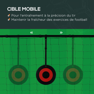 But de football cage de foot but futsal avec cible - dim. 213L x 150l x 100H cm - acier PE noir