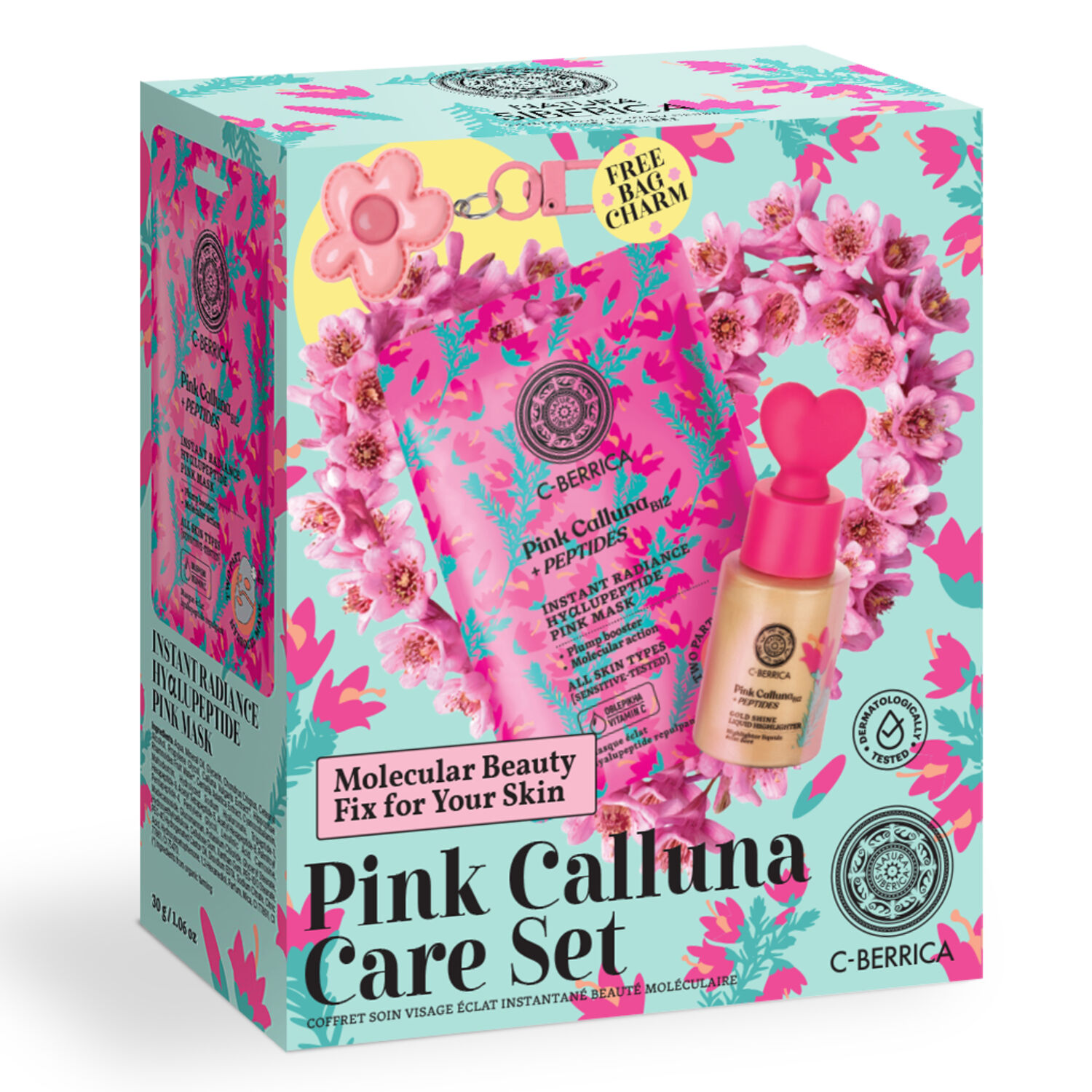 Pink Calluna - Coffret Highlighter Doré 30 ml + Masque Visage en Tissu