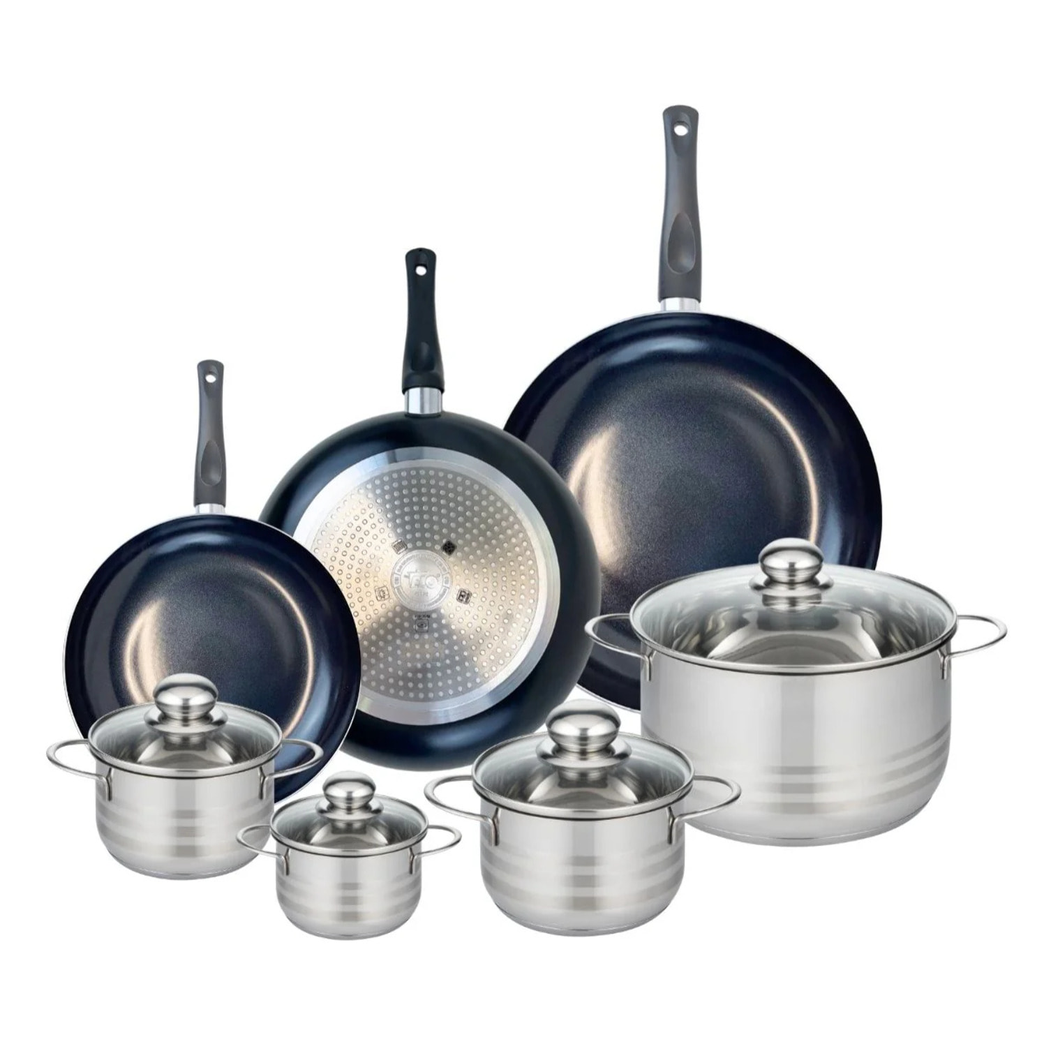 Ensemble de 3 Poêles de cuisson 24, 28 et 32 cm et 4 faitouts 12, 14, 16 et 24 cm Elo Prima Brillant