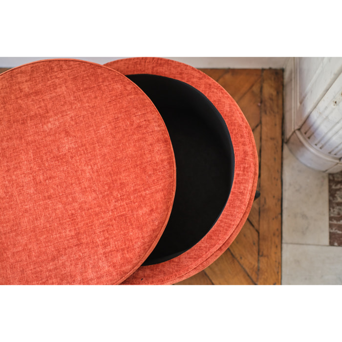 Angelo – Pouf coffre en velours ocre