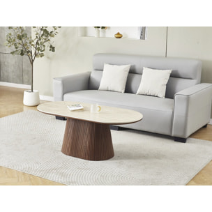 Table basse ovale en céramique "Portofino" - 120 cm -Travertin et marron