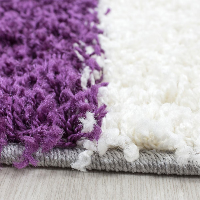 Tapis poils longs shaggy tissé motif damier JOJU