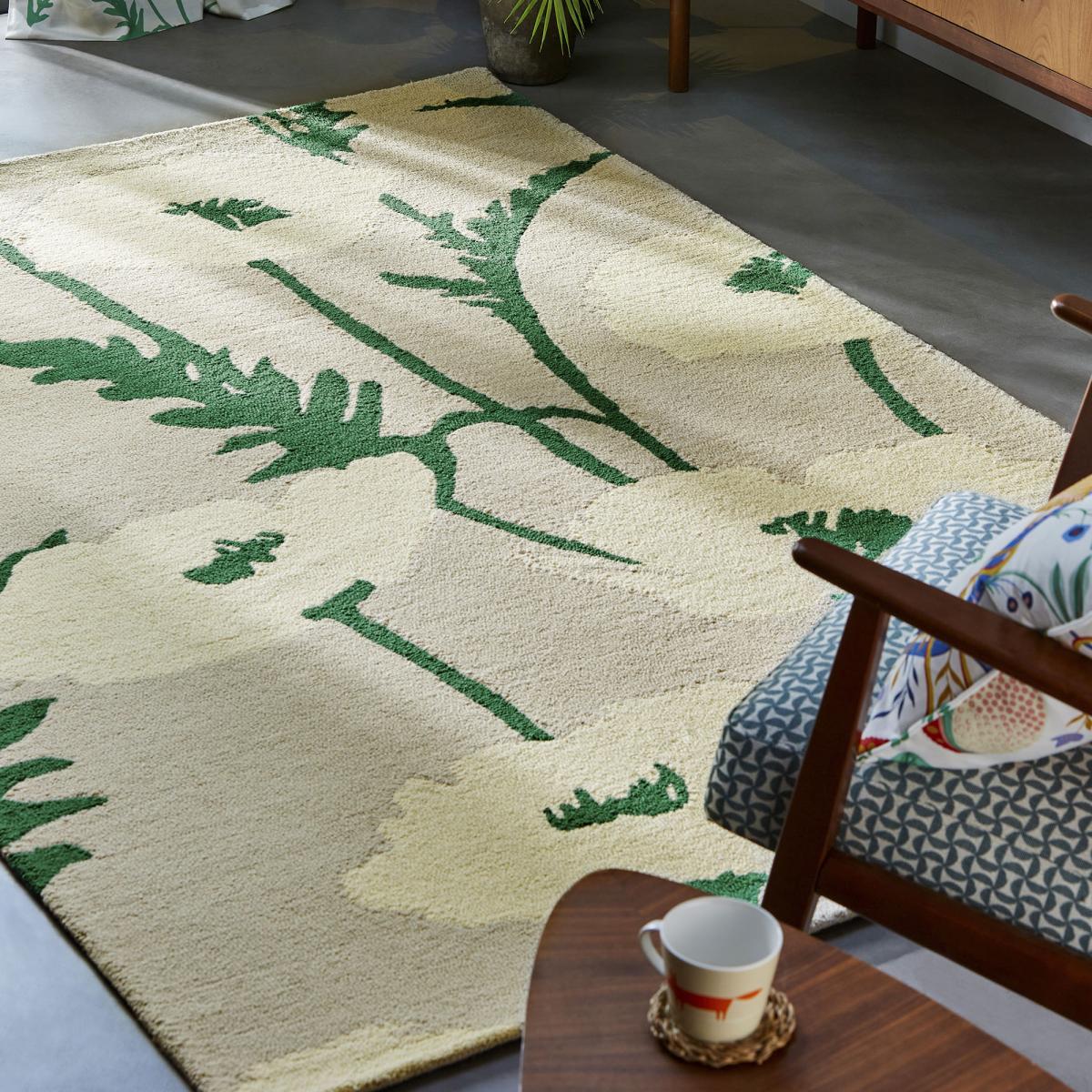 Tapis salon et chambre fait à la main en laine motif floral NUITORQ