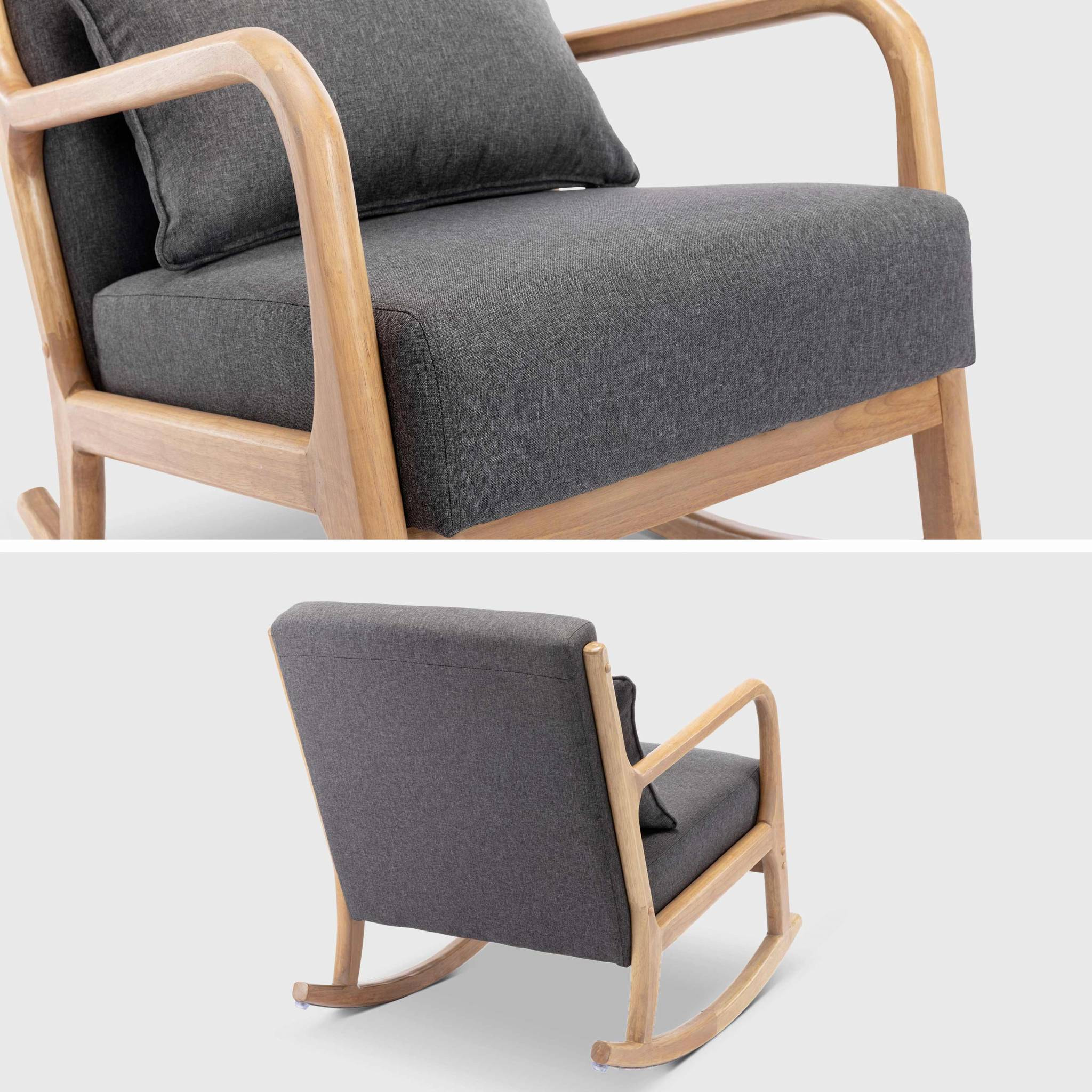 Fauteuil à bascule design en bois et tissu. 1 place. rocking chair scandinave. gris foncé