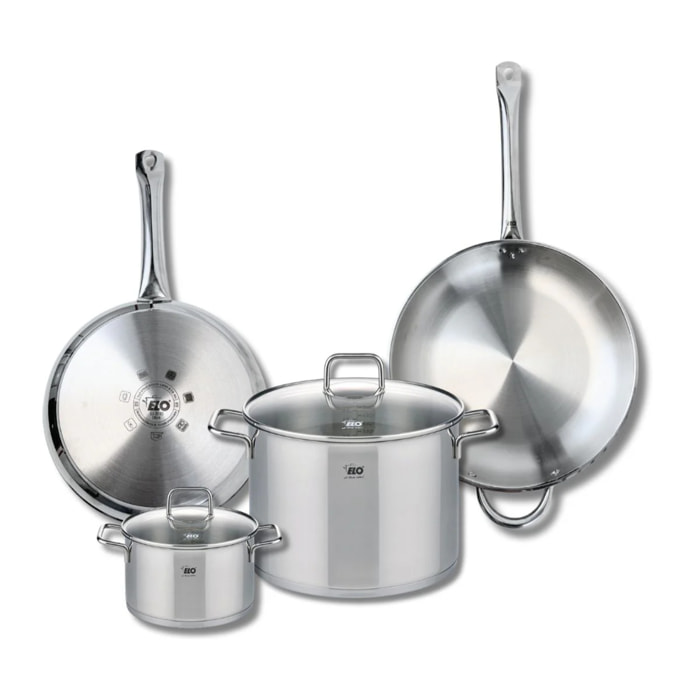 Ensemble de 2 Poêles de cuisson 28 et 32 cm et 2 faitouts 16 et 26 cm Elo Profi Citrin
