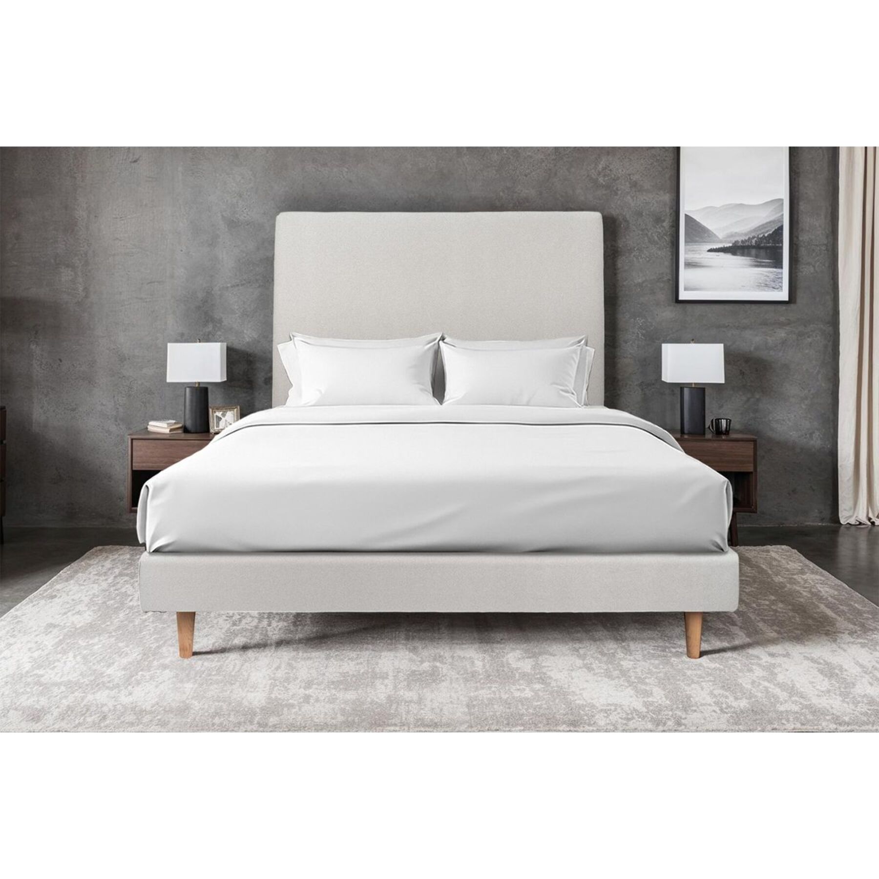 Sommier Tapissier Velours Ep14 - pieds bois