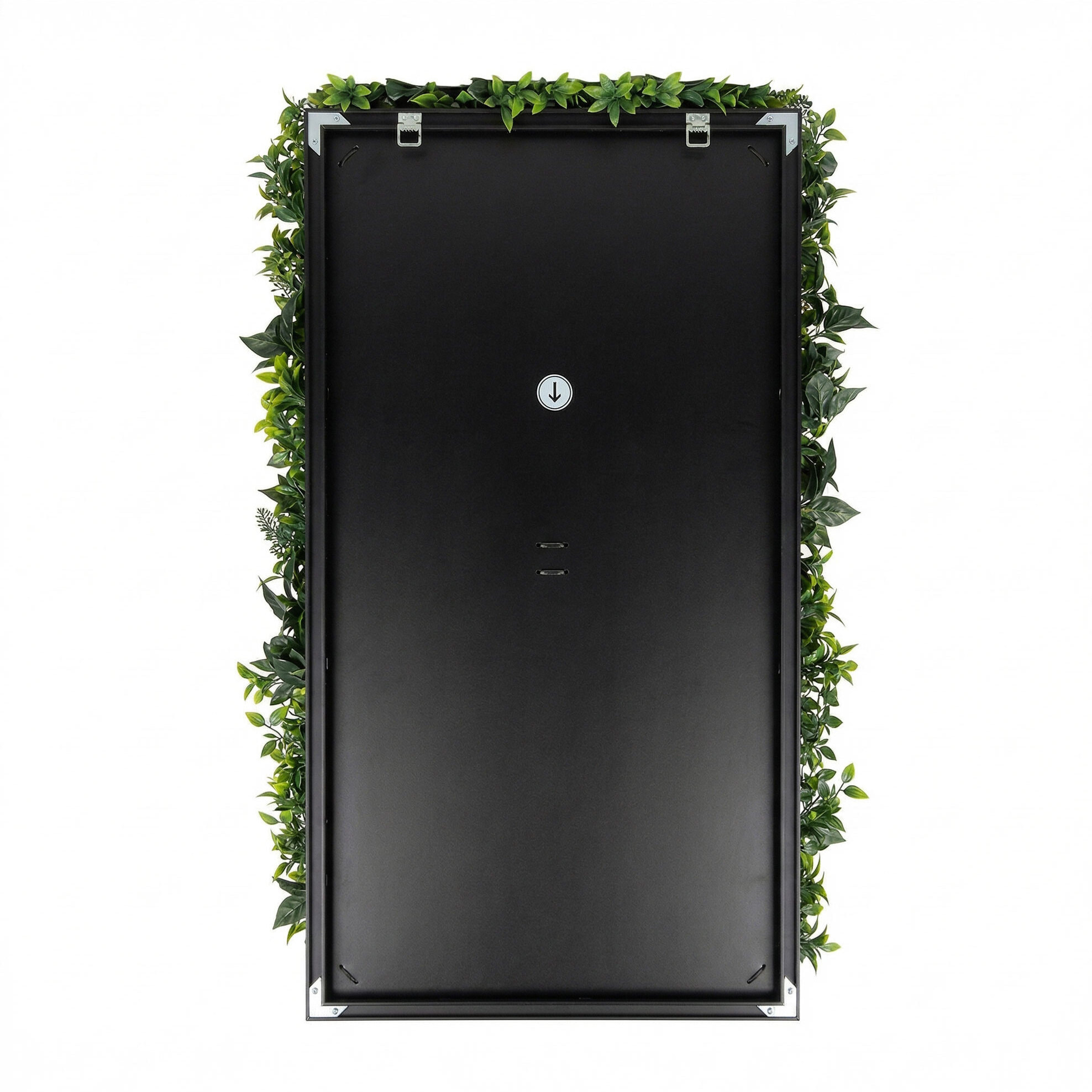 Flora - Quadro vegetale 100x50 cm con foglie e fiori in PE cornice in PVC nero