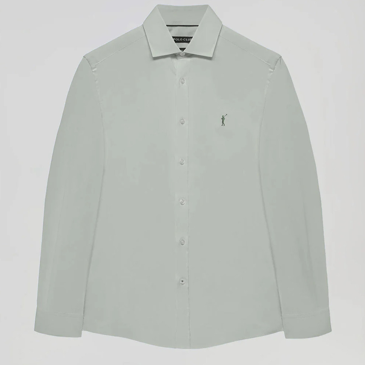 Camisa Slim de popelín verde jade con logo Rigby Go