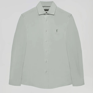 Camisa Slim de popelín verde jade con logo Rigby Go