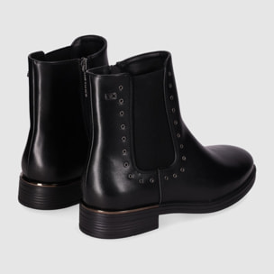 Botines de Piel Sintética - Negro - Tacón: 3 cm