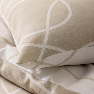 Parure de lit 3 pièces en coton relief trait design housse + taies - Naturel