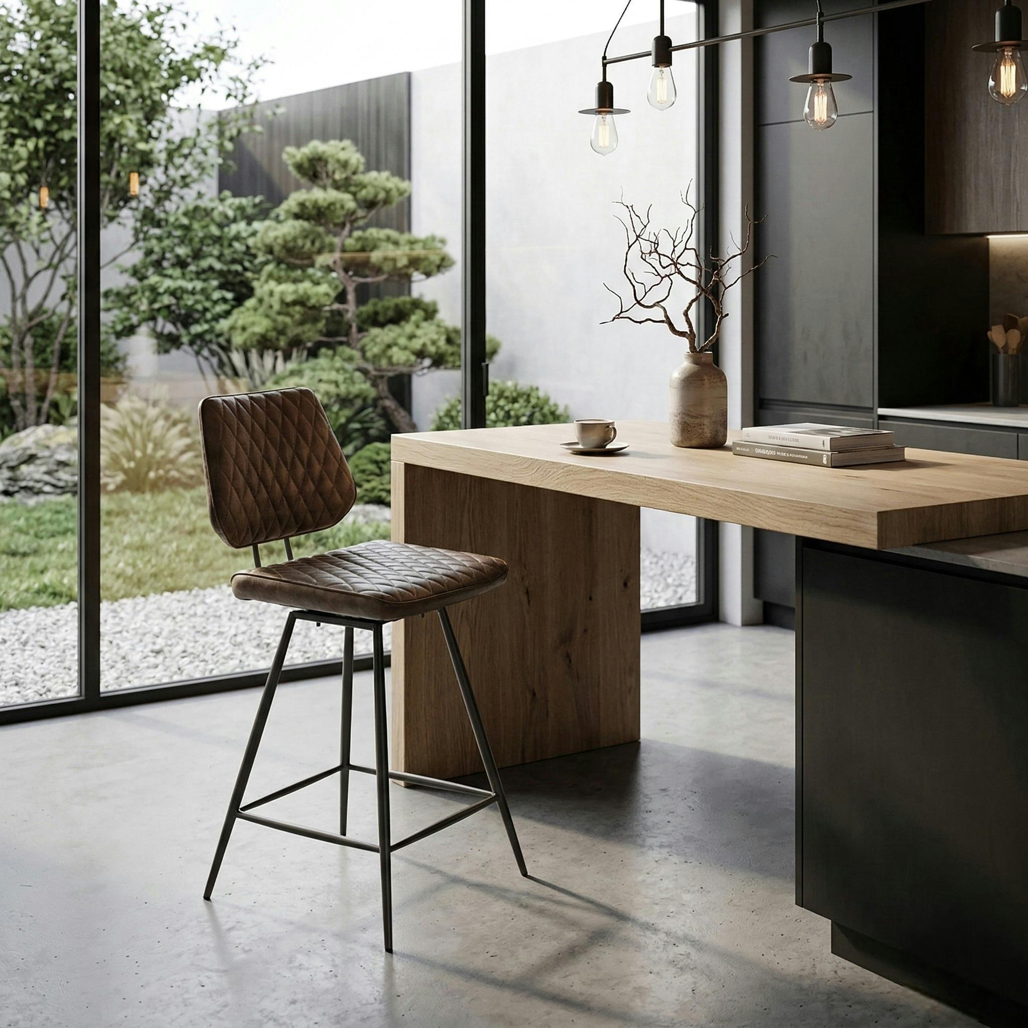 Chaise de bar marron style industriel SALERNE